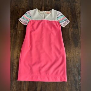 Vilagallo Pink and Cream Kids Dress with Colorful Sleeves